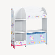 Scaffale dal design senza tempo per soggiorno camera da letto mobiletto per bambini con motivo unicorno 100 x 93 x 30 cm bianco/grigio 03_0011209