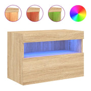 Mobile TV a Parete | Armadietto TV | Mobile Porta TV con Luci LED Rovere Sonoma 60x30x40 cm