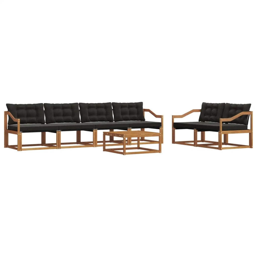 Set di divani da esterno con cuscino 7 pcs Naturale e Nero 3369227