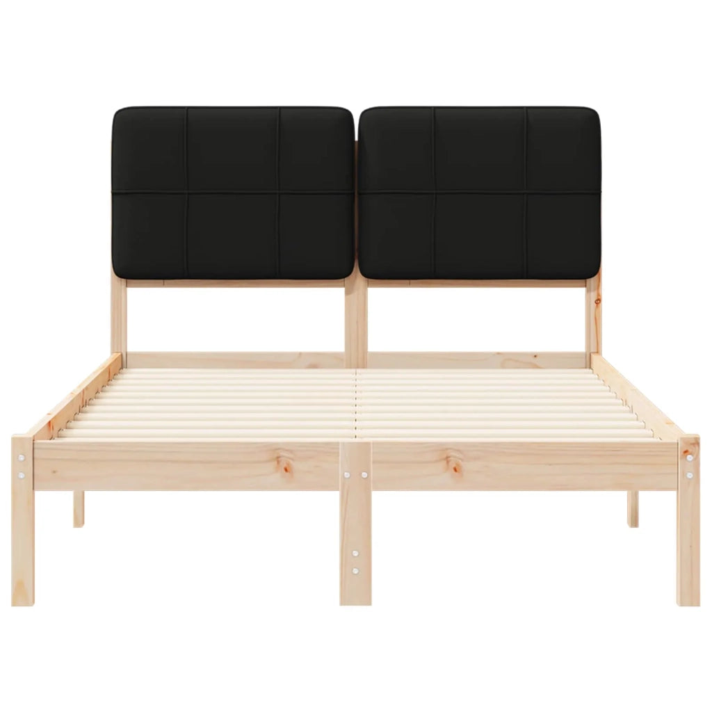 Letto con Testiera Rivestita Nero 120 x 200 cm Pino massello 877981