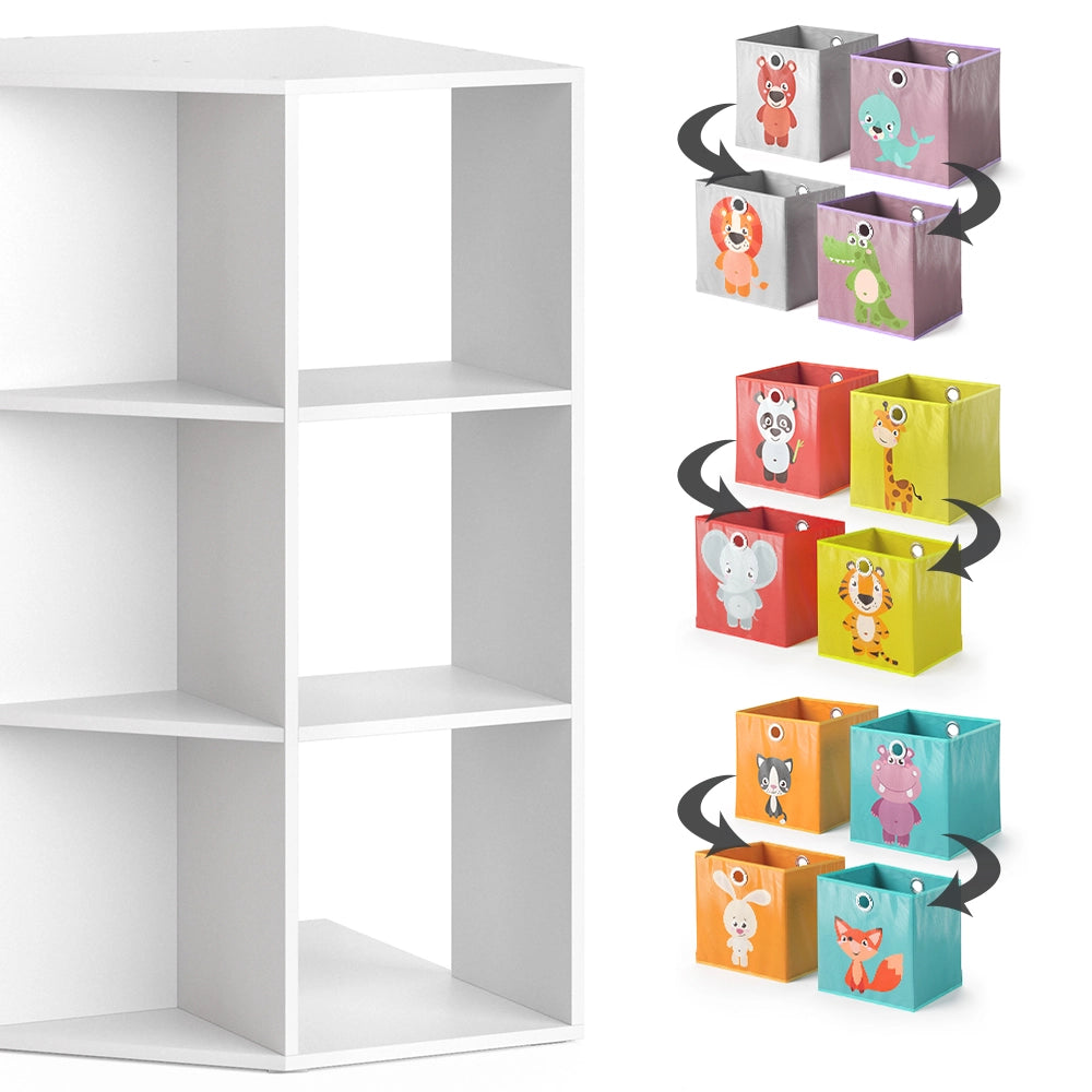 Vicco Libreria bambini Bianco 64 x 107.8 cm con 6 scatole pieghevoli opt.1