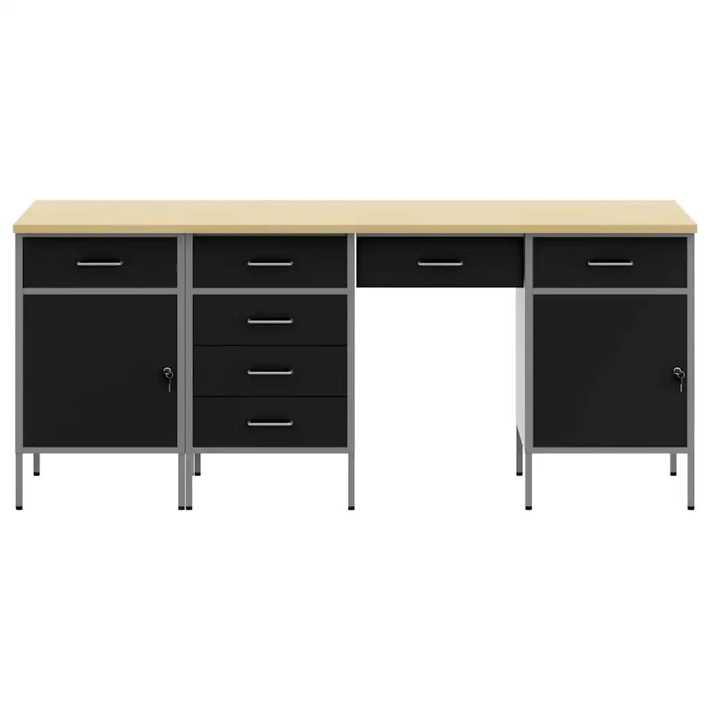 Mobile da lavoro 4 pcs Nero Legno ingegnerizzato e acciaio 3321382