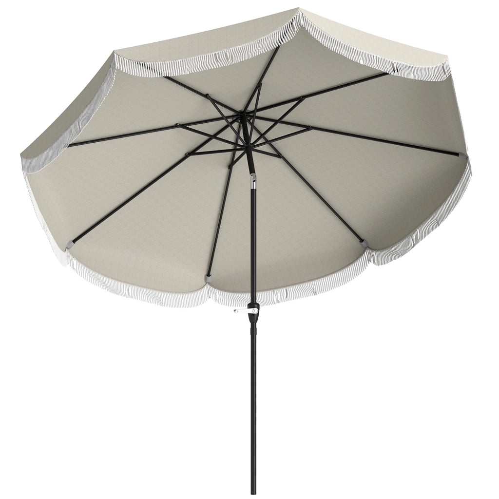 Ombrellone da Giardino Rotondo Ø270x240 cm con Manovella in Metallo e Poliestere Grigio Chiaro