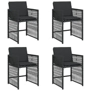 Sedie da Giardino con Cuscini 4 pz | Sedie da Esterno Nere in Polyrattan