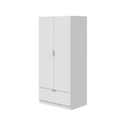 Armadio Camera da Letto Budoia, Guardaroba 2 Ante Appendiabiti, 51x170h cm Bianco