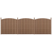 Set di 3 pezzi di recinzione frangivento/schermo per la privacy in legno composito WPC forma semicircolare arrotondata 185 x 562 cm marrone 03_0006594