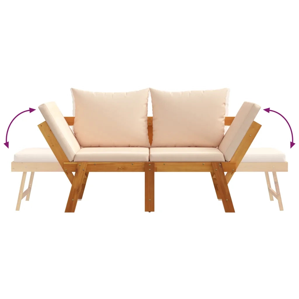 Panchina da Giardino | Panca da Giardino con Cuscini 2-in-1 in Legno di Acacia
