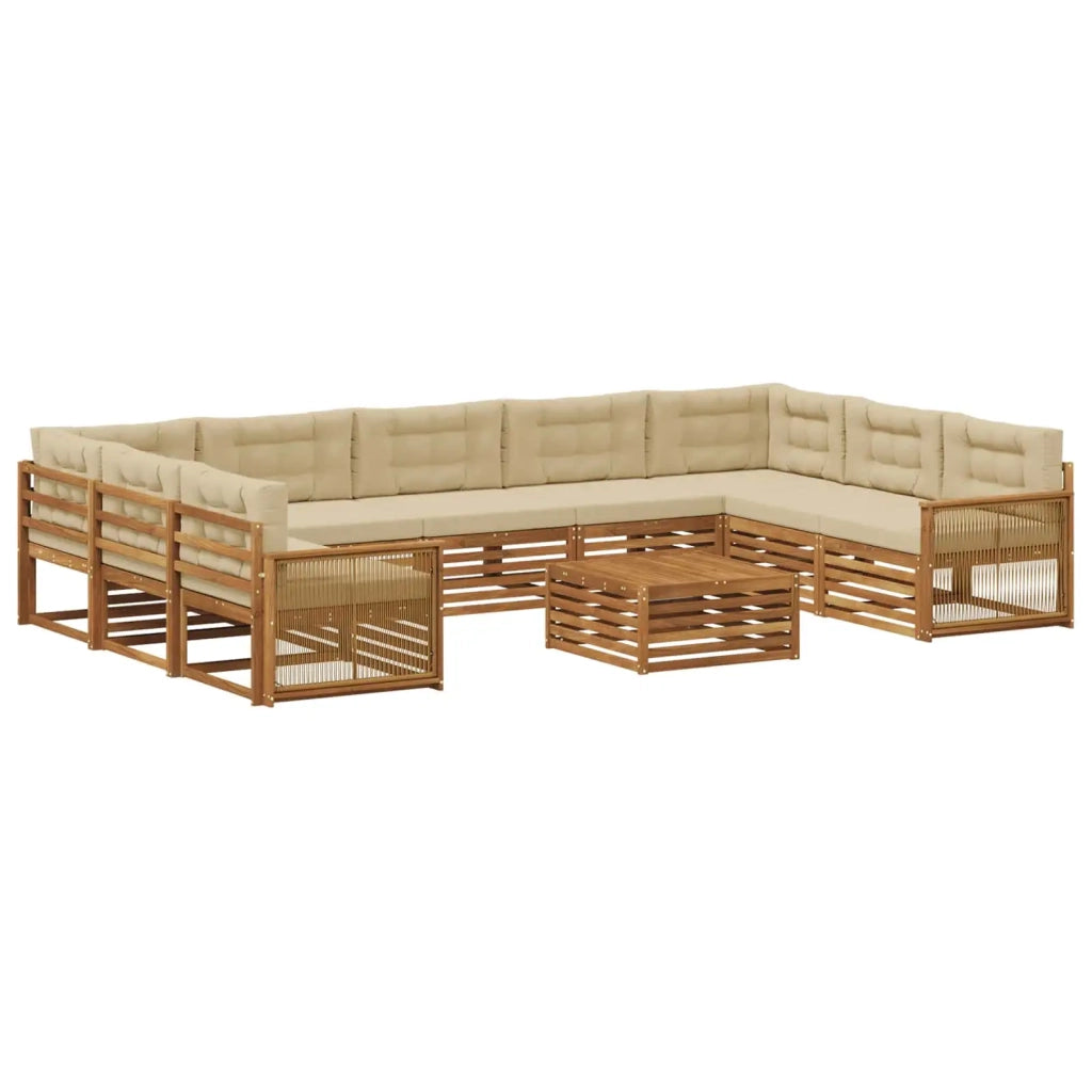 Set di divani da esterno 10 pz Naturale e Beige 3383871