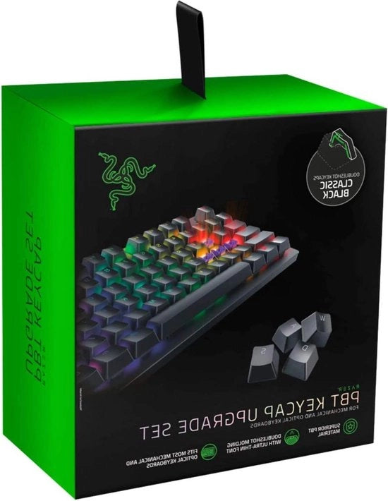 Set di tasti PBT per l'upgrade - Compatibile con illuminazione di sfondo - Materiale PBT di alta qualità con finitura resistente - Tipo lettera Ultra Fine - Tasti keycaps trasparenti neri
