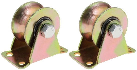 ECSiNG 2-pack Ruote a U per porta scorrevole in acciaio, ruota fissa robusta per porta d'accesso, cancello scorrevole, rastrelliera, rollino, carico massimo 270 kg