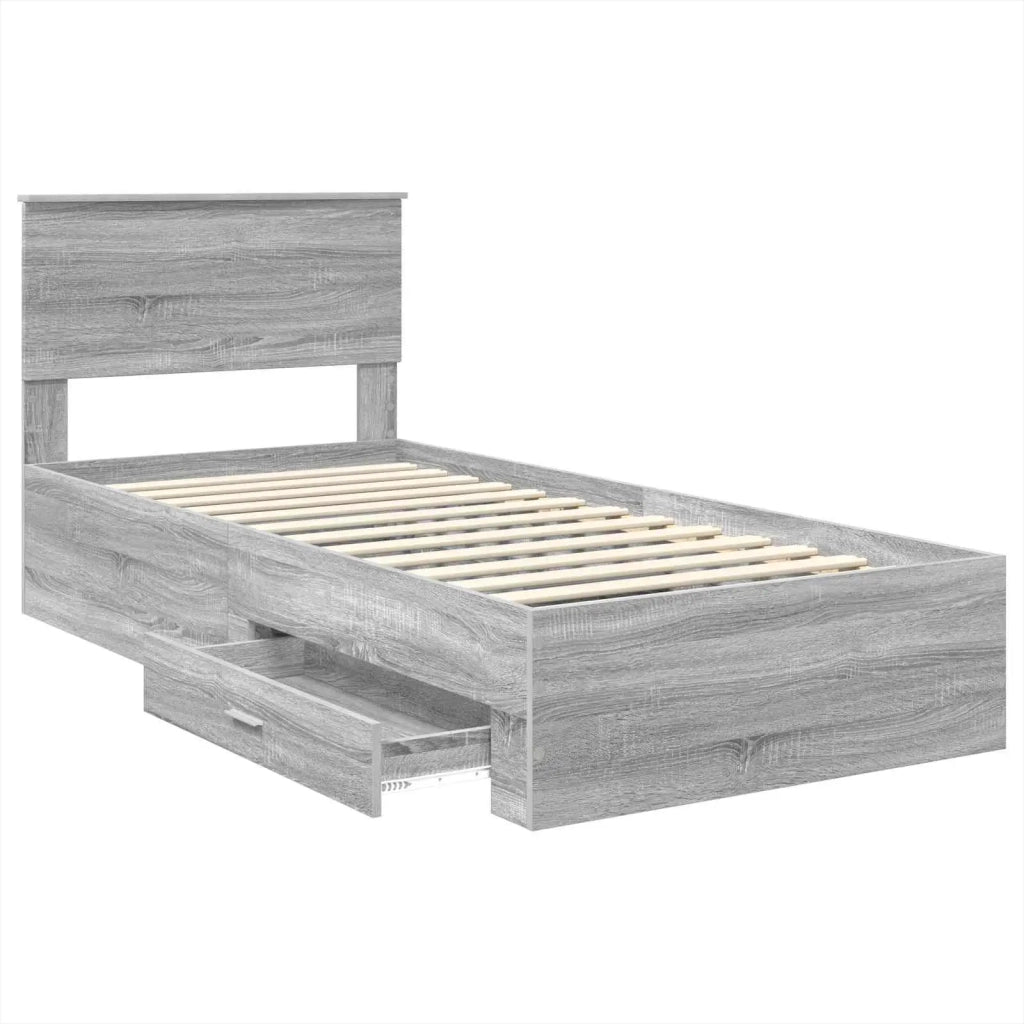 Struttura del letto Grigio Sonoma e Argento 75 x 190 cm 3408331