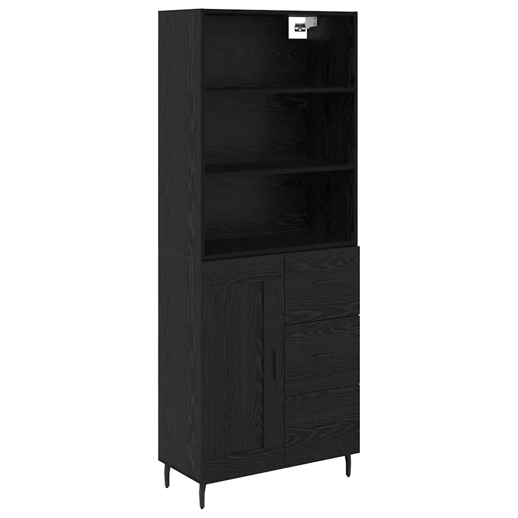 Credenza con Cassetto-Buffet-Armadio da cucina Rovere Nero 69,5 x 34 x 180 cm 894181