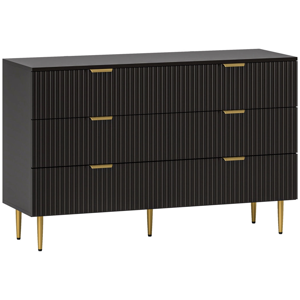 Cassettiera Moderna 6 Cassetti ¨C zephmum ¨C Nero 120x40x76.5 cm