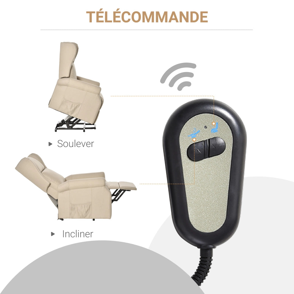 Poltrona reclinabile elettrica con poggiapiedi ¨C zephmum ¨C Lino crema