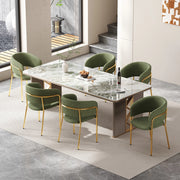 Sedia da Pranzo con Piedini Regolabili e Schienale Ergonomico in Metallo e Legno, Verde