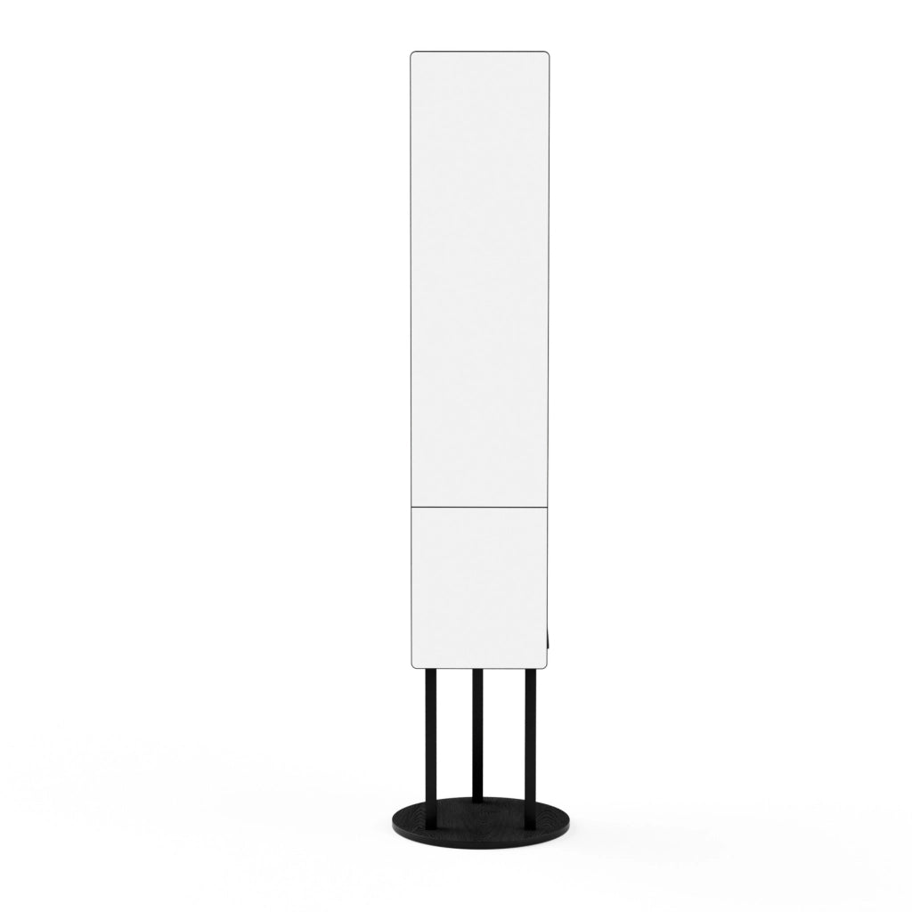 Specchio a figura intera 135x30 cm girevole a 360° con struttura in truciolare e acciaio nero