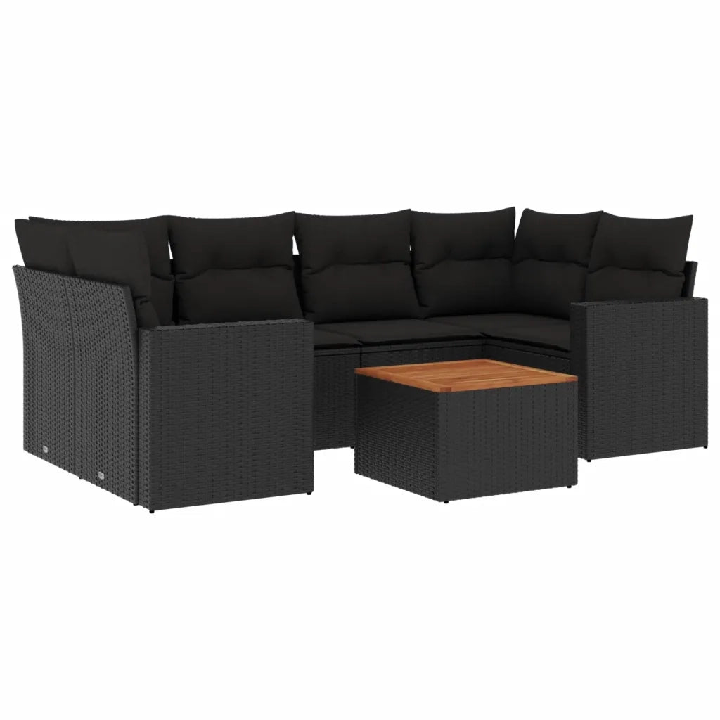 Set Divani da Giardino con Cuscini 7pz Nero Polyrattancod mxl 113138