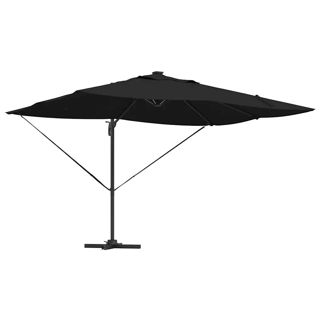 Ombrellone-Ombrello da giardino Nero 352 x 251 x 265 cm Poliestere e Alluminio