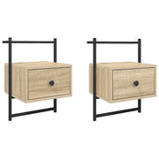 Set di 2 Comodini | Armadio da Notte | Mobiletto da notte a Muro Rovere Sonoma 35x30x51cm Legno Multistrato
