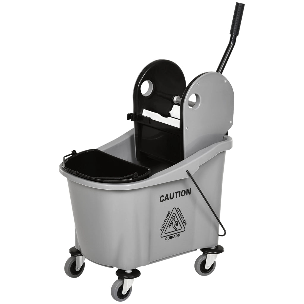 Carrello per Pulizie con Secchi Separati e Sgocciolatoio ¨C Zephmum ¨C Grigio 54x41x91,5cm