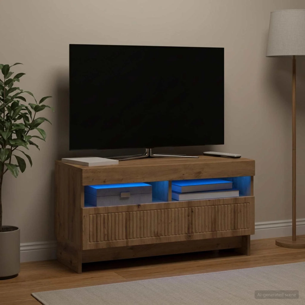Mobile TV LED Rovere Artigianale Legno ingegnerizzato 896124