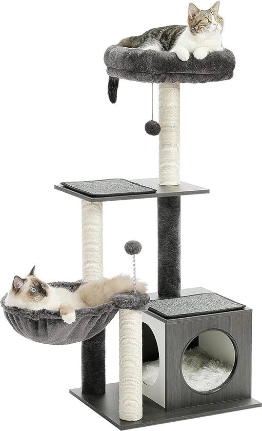 Torrone per gatti / palo per granchio - arredamento per gatti con centro di attività, torre stabile e gatto con amaca e casa per gatto elegante