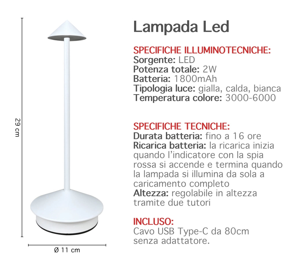 Coppia Di Lampada Da Tavolo LED Set 2 Pezzi Design Moderno Senza Fili Ricaricabile Controllo Touch Selezione Colore Intensità Dimmerabile Altezza Regolabile Con Adattatore Per Bottiglia 3000/4500/600K  2Pz-Arrow-Bianco