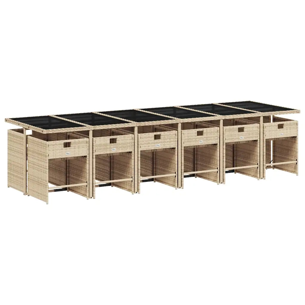 Set Pranzo da Giardino 13 pz con Cuscini Beige Misto Polyrattan 3211128