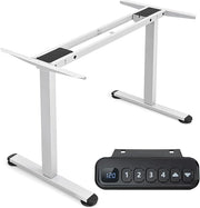 Scrivania Regolabile in Altezza, Scrivania Elettrica con 2 Motori con Memoria, Protezione Anticollisione e Vassoio per Cavi, Standing Desk per Casa e Ufficio, Portata 100 kg (Bianco)