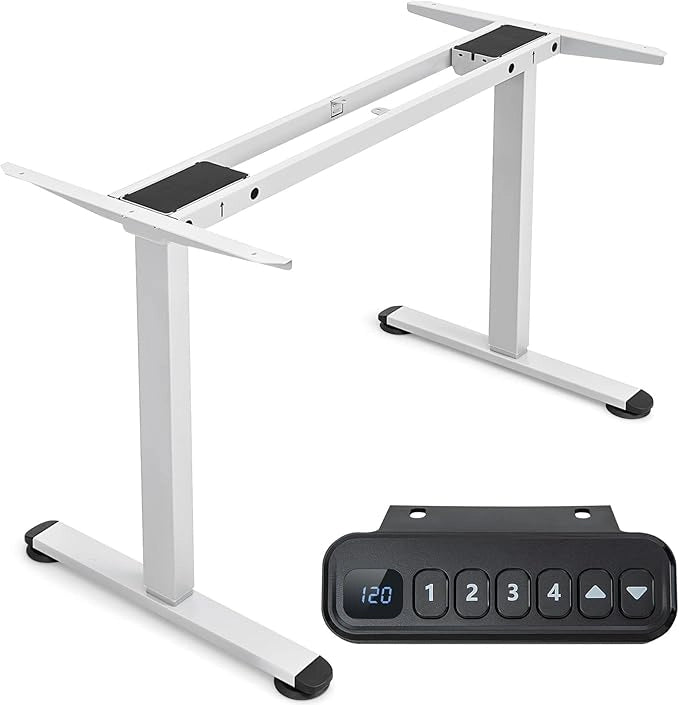 Scrivania Regolabile in Altezza, Scrivania Elettrica con 2 Motori con Memoria, Protezione Anticollisione e Vassoio per Cavi, Standing Desk per Casa e Ufficio, Portata 100 kg (Bianco)