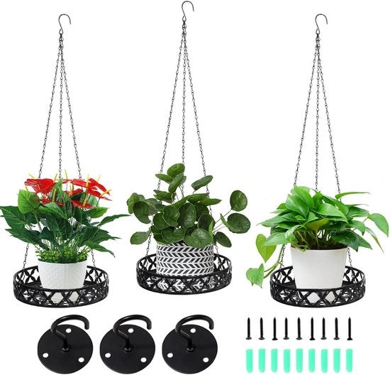 Piantine appese 25 * 25 cm contenitore in ferro per piante appese per interni ed esterni giardino nero