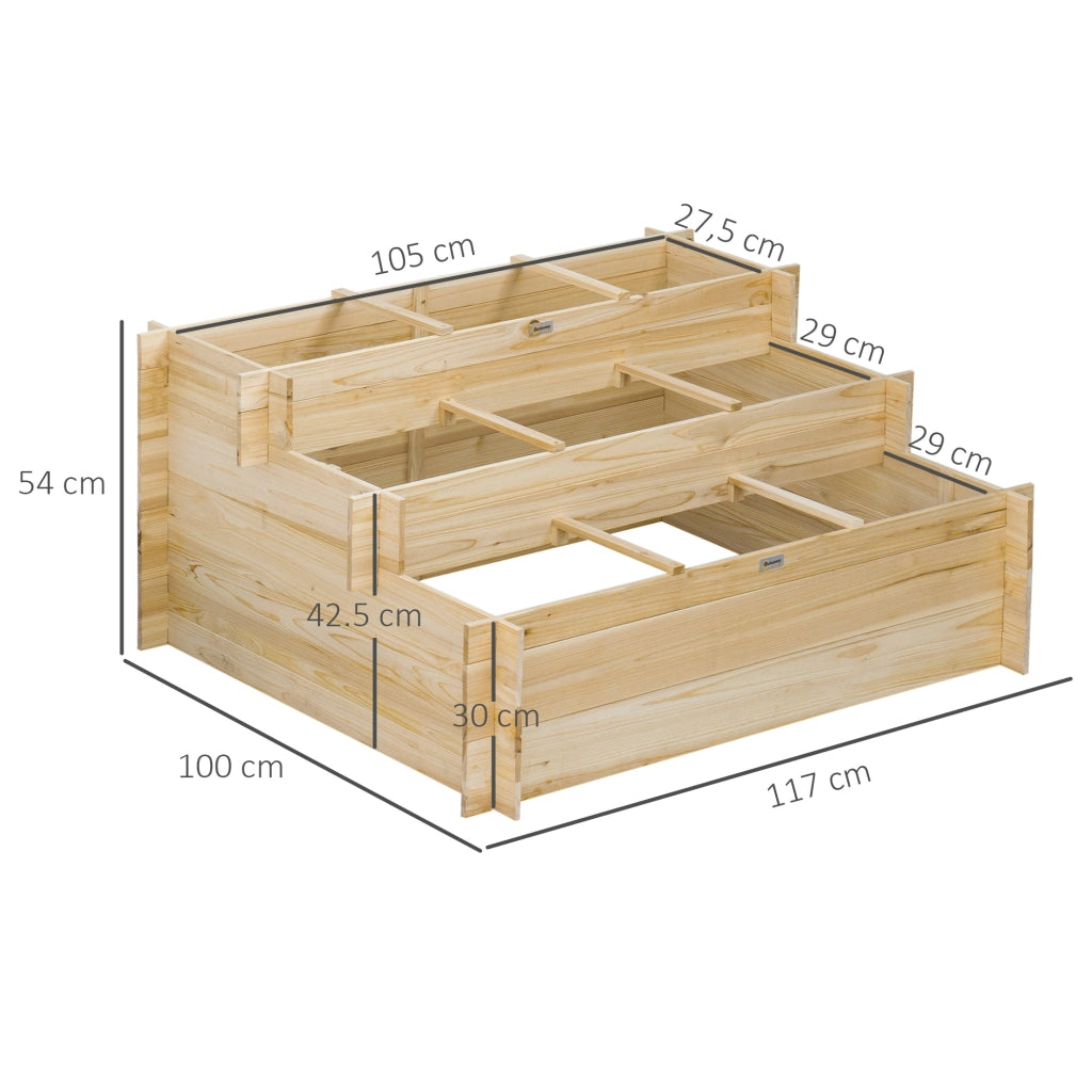 Fioriera 3 livelli per giardino ¨C zephmum ¨C Legno di abete con tessuto