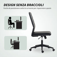 Sedia da Ufficio Ergonomica e Regolabile 58x53x97-107 cm con Schienale Ricurvo in Pelle PU e Acciaio Nero