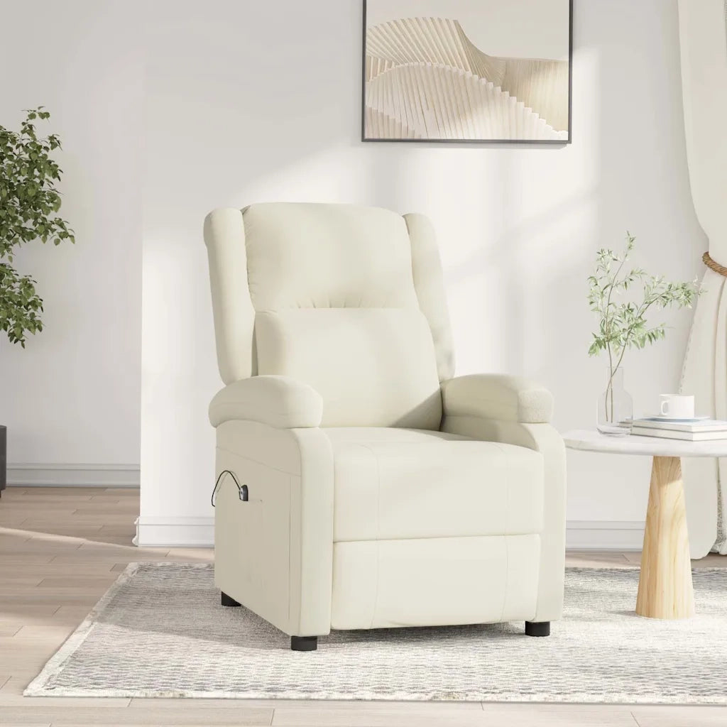 Poltrona Elettrica Reclinabile-Divano Sedia Crema in Velluto 193304