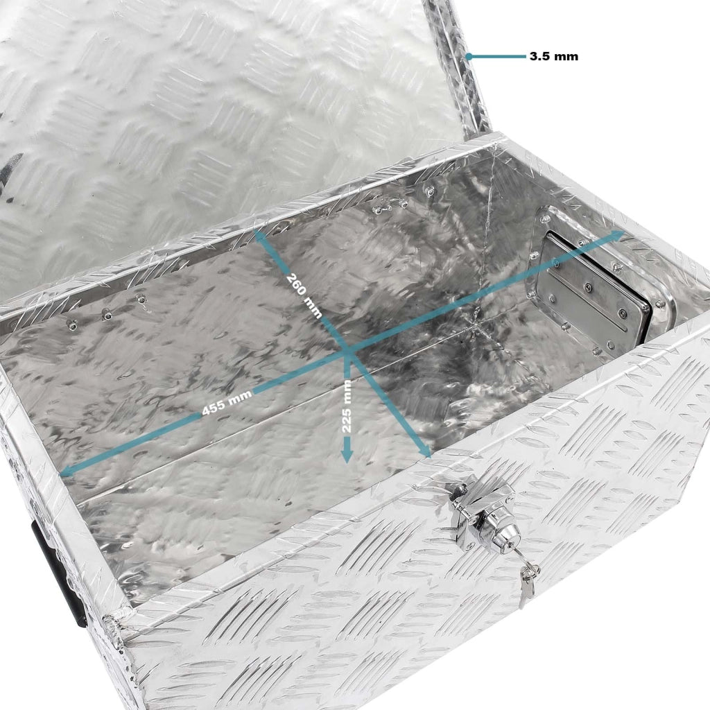 Cassetta portattrezzi in alluminio 50,8x30,5x24cm color silver con chiave
