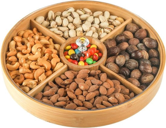 Piatti per Notizie in Bambù con 5 Manici da Mangiare 30 cm per Dessert Frutta Verdura per Festa Famiglia Cena Vacanza Iniziazione