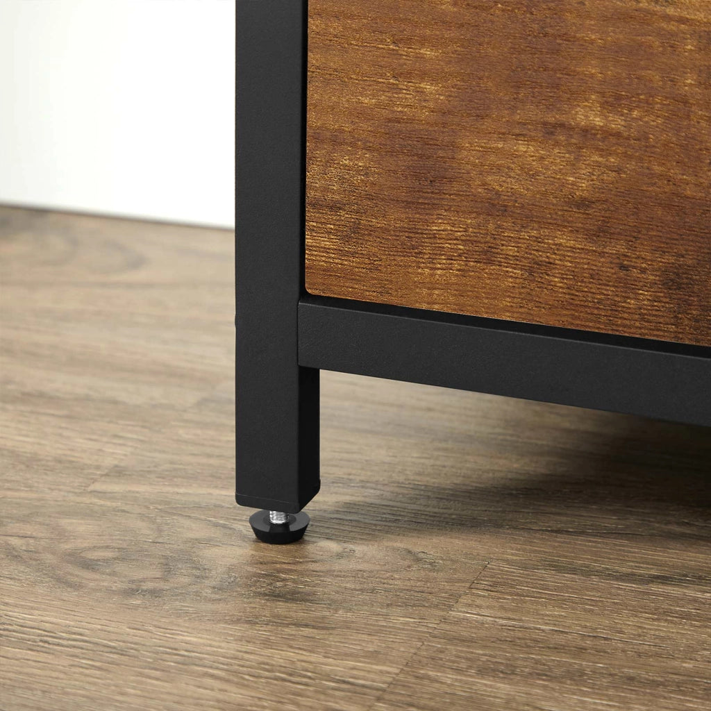 Scarpiera con 3 ante a ribalta mobiletto portaoggetti per ingresso ripiano organizer con vano aperto e divisori interni per 15-18 paia 60 x 30 x 130 cm marrone rustico e nero 12_0006365