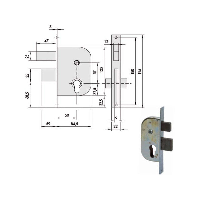 Serratura Infilare Ferro 42512-50-0 Cisa