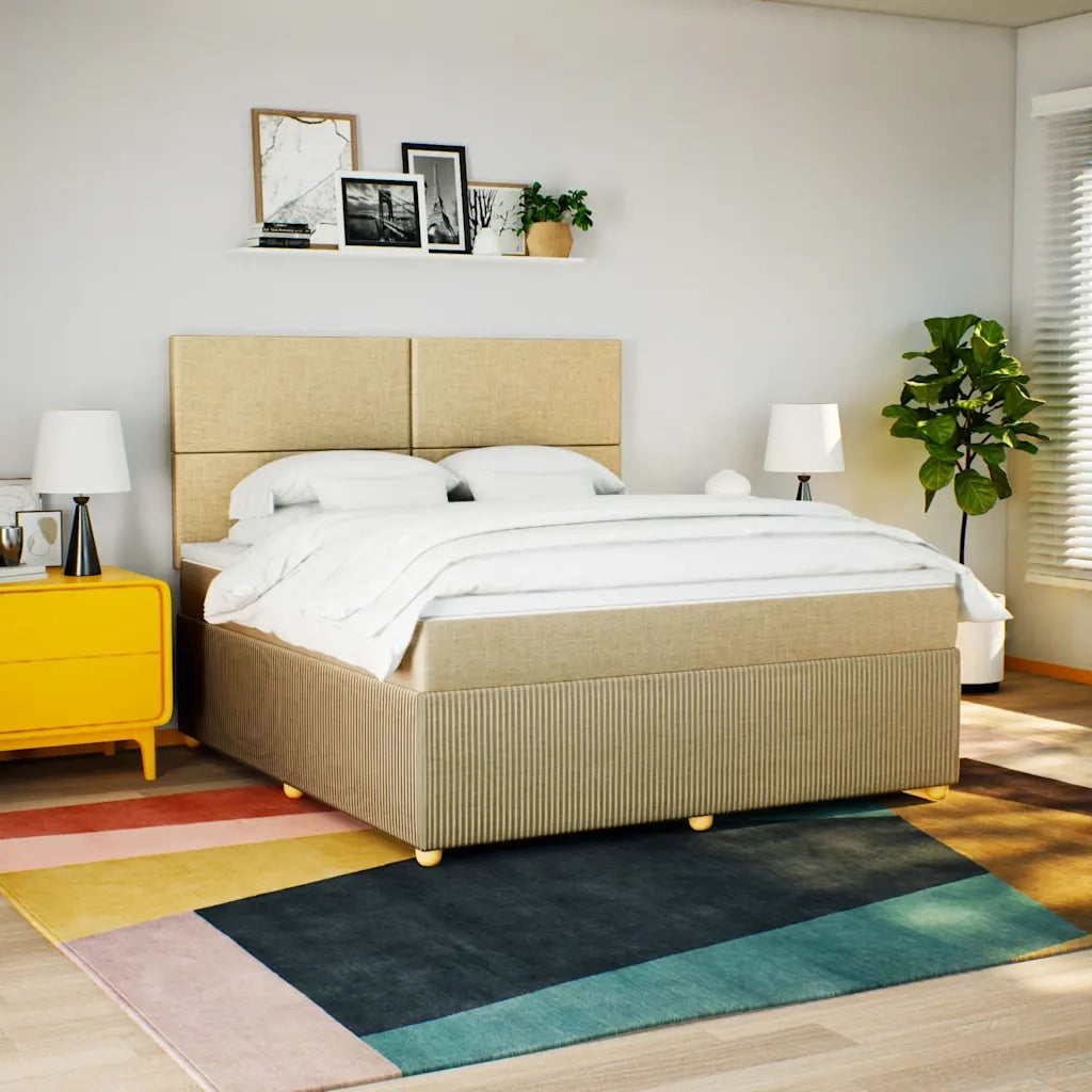Giroletto a Molle con Materasso Crema 180x200 cm in Tessuto 3294433