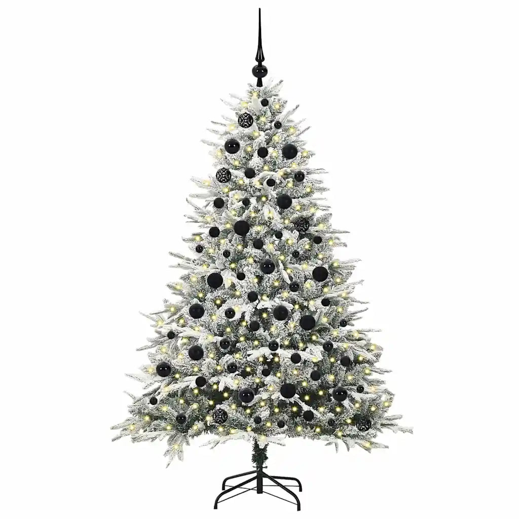 Albero di Natale Artificiale Pre-illuminato con Set di Palline