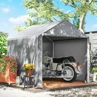 Capannone da Giardino 2 x 2 x 2 m, Rimessa per Biciclette da Esterno con Telaio in Acciaio Zincato, Impermeabile e Resistente ai Raggi UV, Grigio