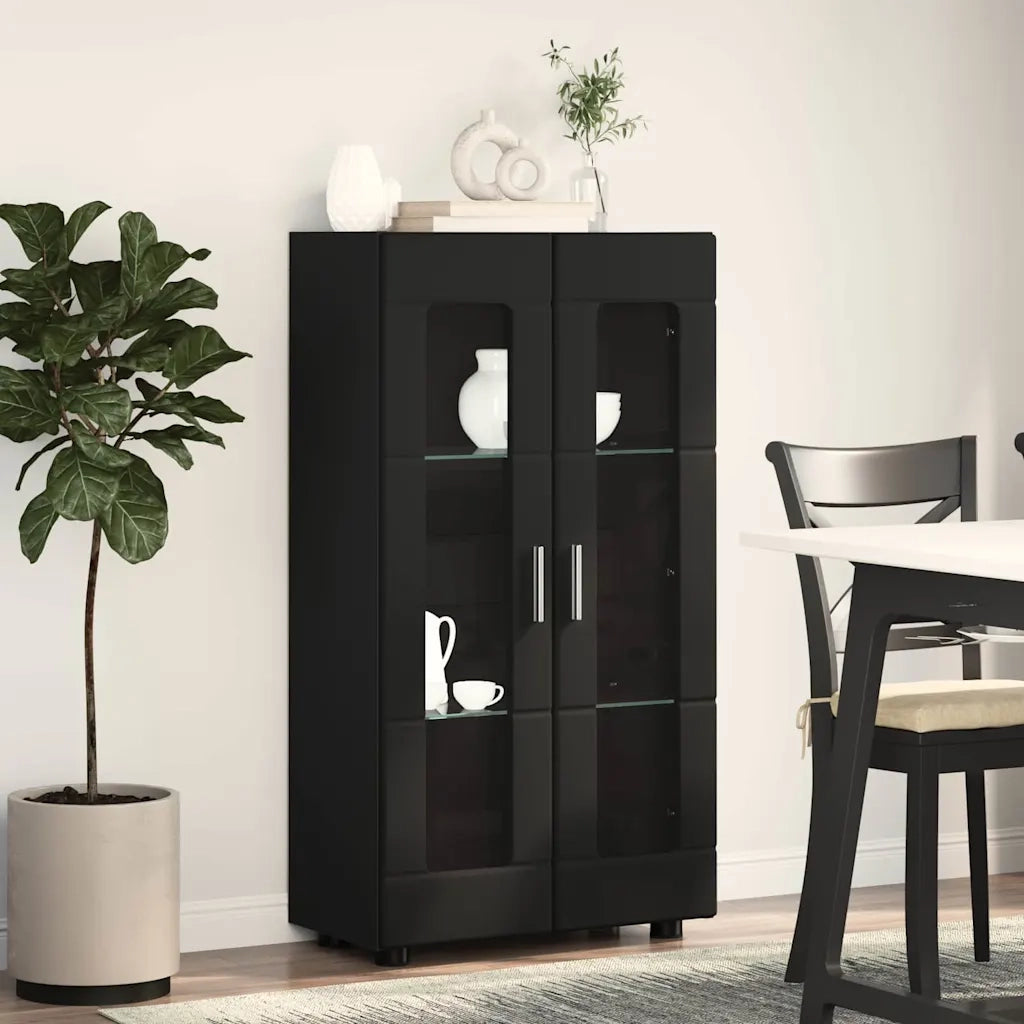 Credenza | Madia | Buffet da pranzo | Armadio da pranzo FLORIN Nero 55,5 x 29 x 100 cm Legno multistrato