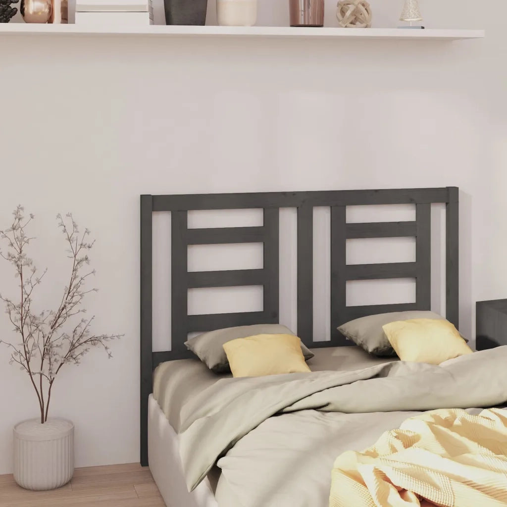 Testiera per Letto Grigia 141x4x100cm in Legno Massello di Pino