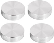 Adattatore per tavolo in vetro - 30mm x M6 con disco in alluminio rotondo - argento - set da 4 pezzi