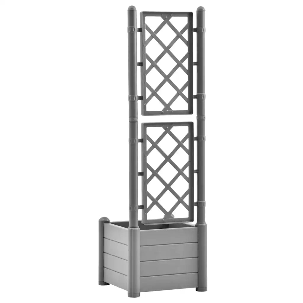 Fioriera | Cassetta per fiori | Vaso da Giardino con Graticcio 43x43x142cm PP Grigio Pietra