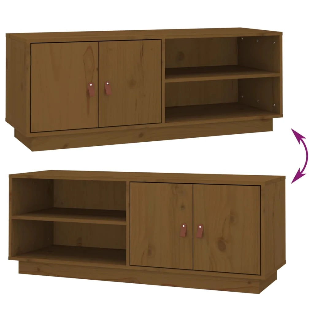 Mobile TV multimediale scaffale TV credenza TV sala da pranzo soggiorno camera da letto color miele 105 x 34 x 40 cm legno di pino massiccio marrone 02_0027696