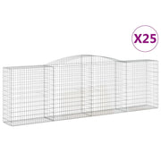 Cestini gabbioni recinzione a gabbia muro di contenimento ad arco 25 pezzi 400 x 50 x 120/140 cm ferro zincato argento 02_0040712