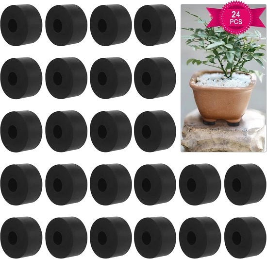Piantine per piedi in silicone nero - 24 pezzi - raccordi in gomma nera - forma rotonda
