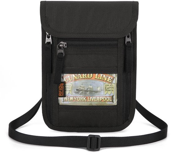 Borsa di Viaggio con Blocco RFID - 3 Comparti con Chiusura a Cerniera - Borsa con Cinturino per Documenti - Impermeabile - Borsa Oxford Impermeabile - Adatto per Uomo e Donna - Utilizzo Giornaliero