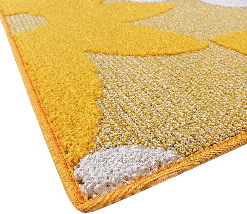 Tappeto Cucina 3D Fiore 50x135 cm Tridimensionale Morbido Moderno Passatoia Antiscivolo Giallo